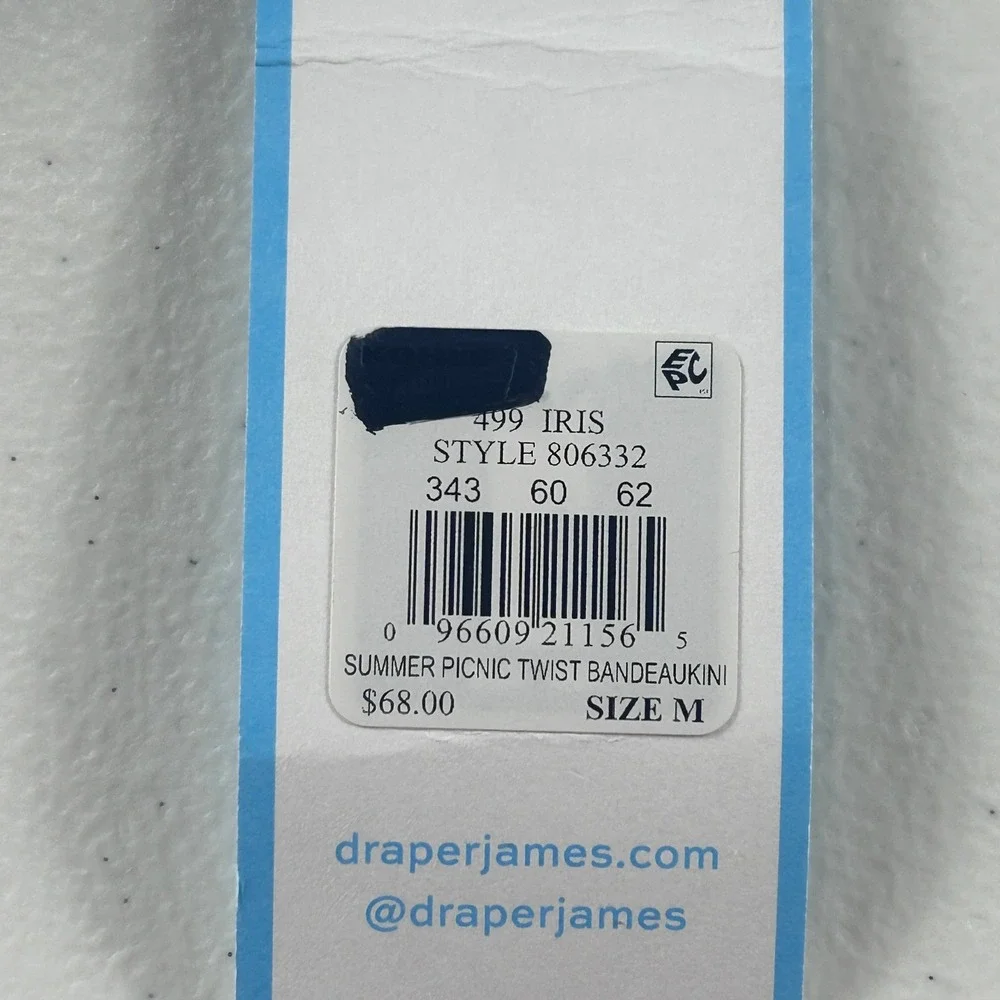 Draper James Summer Picnic Twist Bandeaukini Floral Tankini Top Blue Size M NEW - Picture 5 of 9